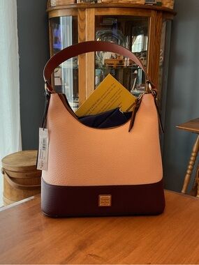 Dooney & Bourke Blush/Bordeaux Colorblock Two-Tone Hobo NWT